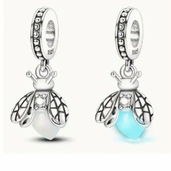 New 925 Silver Glow in the Dark Firefly Charm - Picture 1 of 3